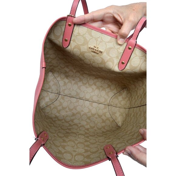 Coach Reversible Large Open Tote Beige/Pink Nice! - Picture 4 of 15